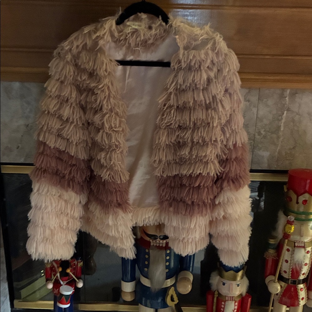 Main Strip Cream and Pink Teddy Jacket